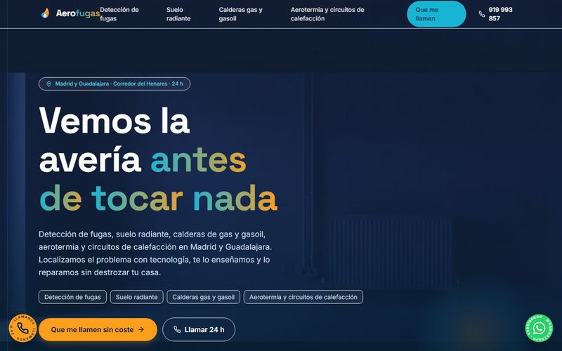 Aerofugas — web de detección de fugas, suelo radiante y aerotermia en Madrid