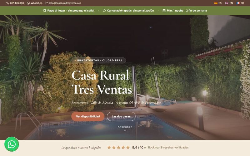 Casa Rural Tres Ventas — web de turismo rural con reservas hecha por Multiatlas