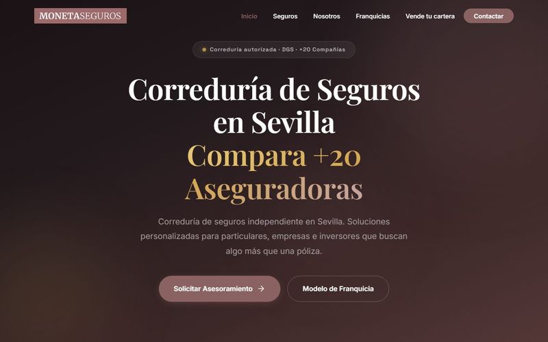 Moneta Seguros — web de correduría de seguros en Sevilla hecha por Multiatlas